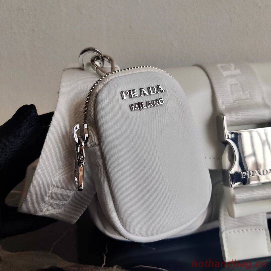 Prada Pocket nylon and brushed leather bag 1BD295 white Prada Pocket nylon and brushed leather bag 1BD295 white