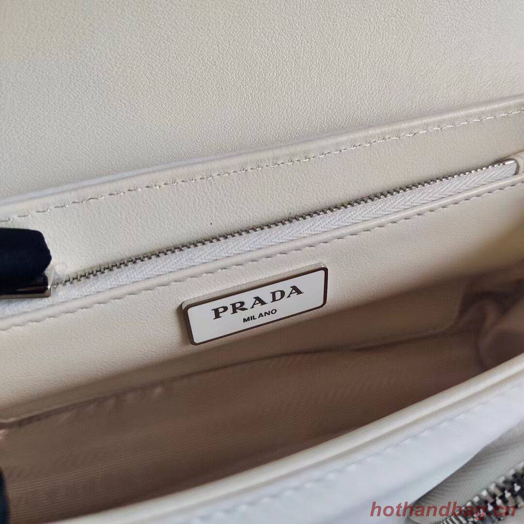 Prada Pocket nylon and brushed leather bag 1BD295 white Prada Pocket nylon and brushed leather bag 1BD295 white
