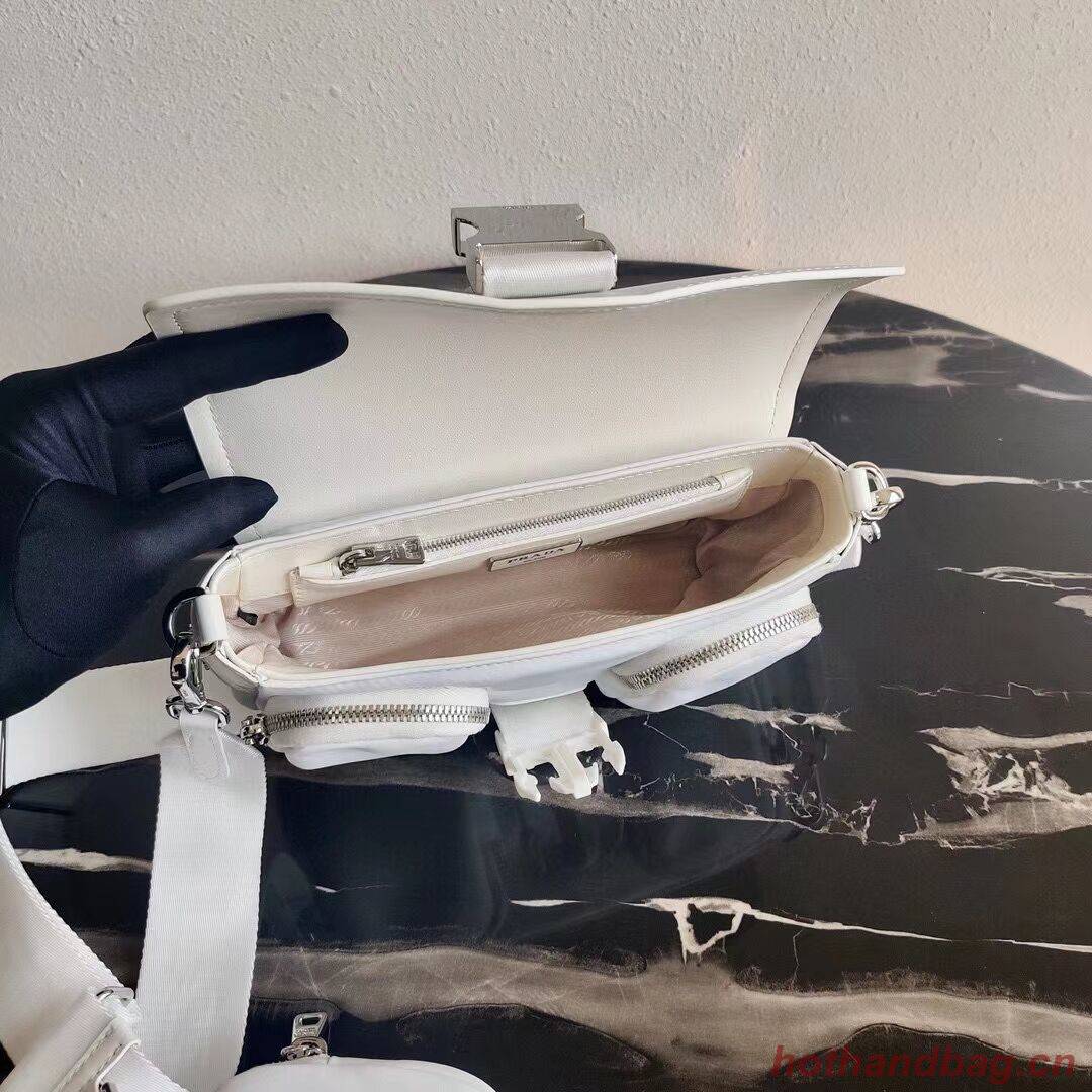 Prada Pocket nylon and brushed leather bag 1BD295 white Prada Pocket nylon and brushed leather bag 1BD295 white