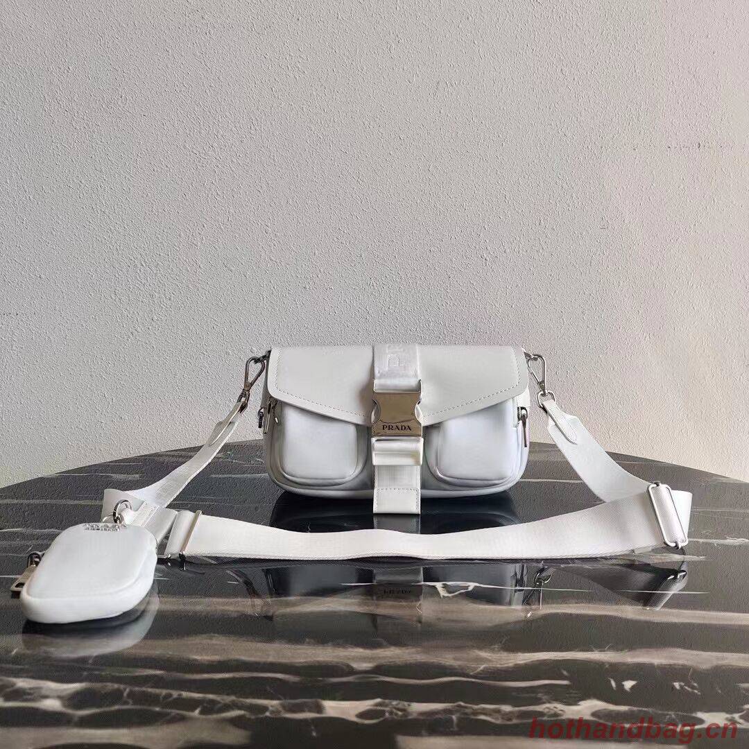 Prada Pocket nylon and brushed leather bag 1BD295 white Prada Pocket nylon and brushed leather bag 1BD295 white