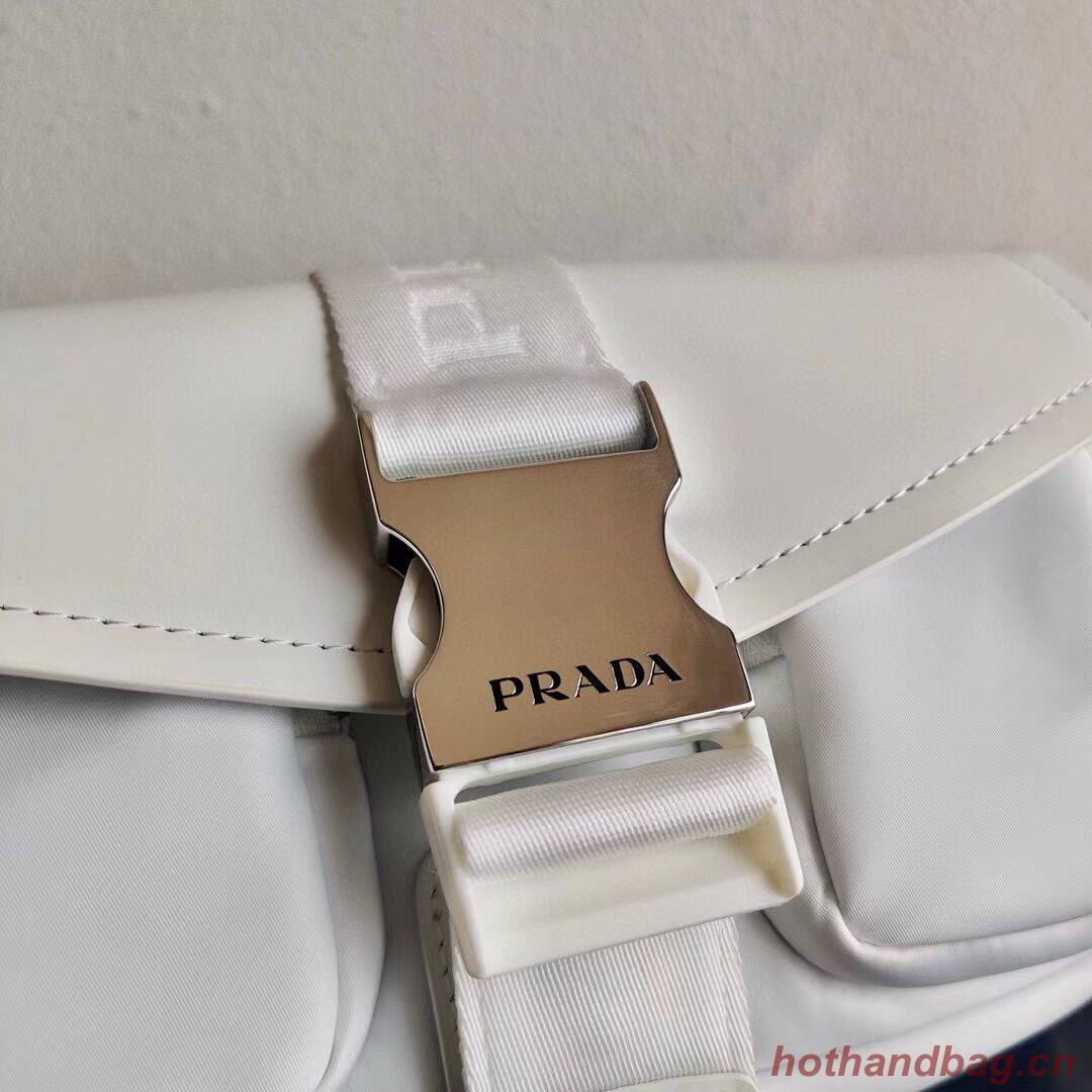 Prada Pocket nylon and brushed leather bag 1BD295 white Prada Pocket nylon and brushed leather bag 1BD295 white
