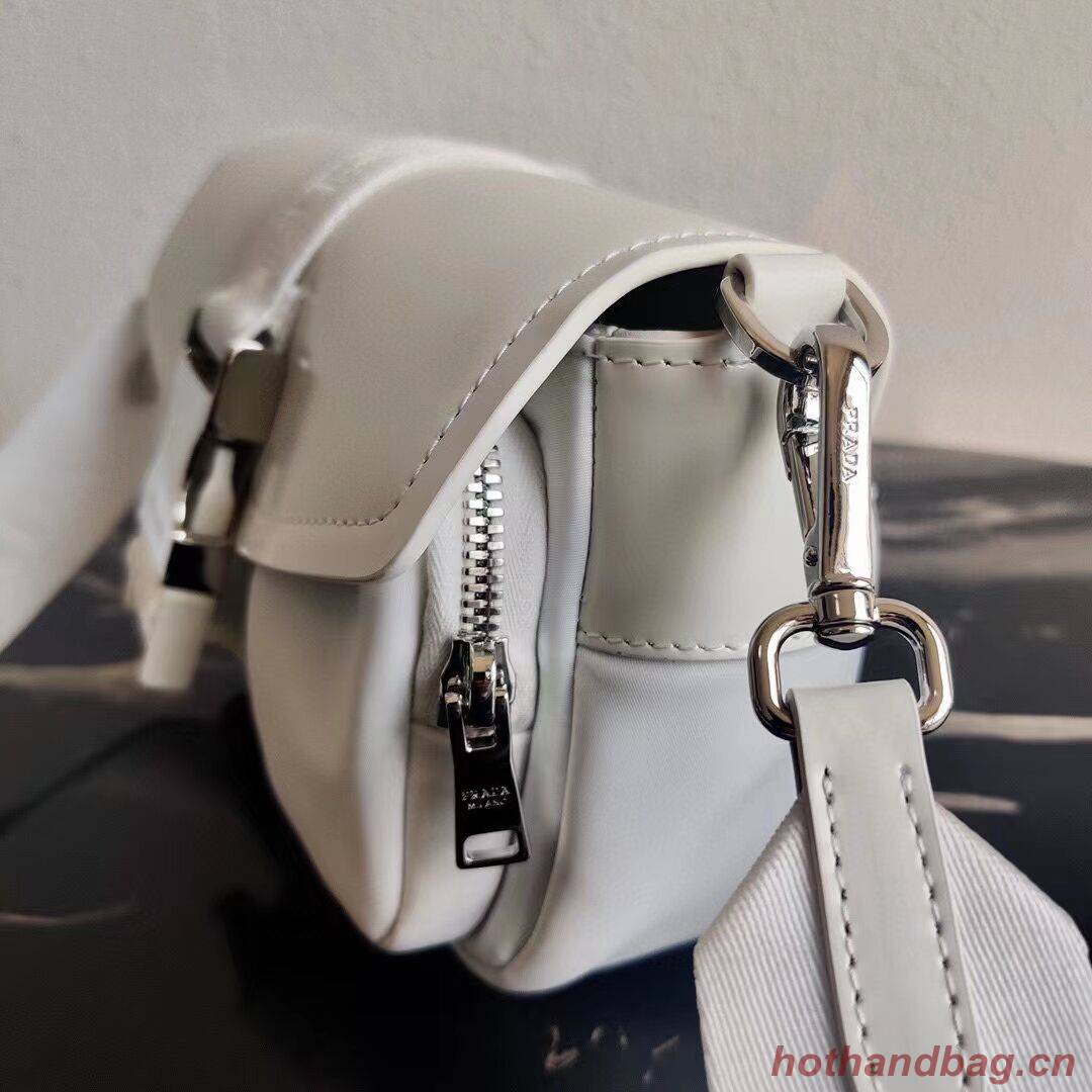 Prada Pocket nylon and brushed leather bag 1BD295 white Prada Pocket nylon and brushed leather bag 1BD295 white