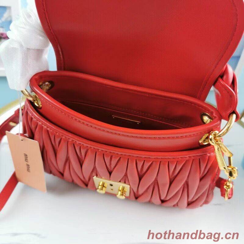 miu miu Matelasse Nappa Leather Shoulder Bag 5BD188 red