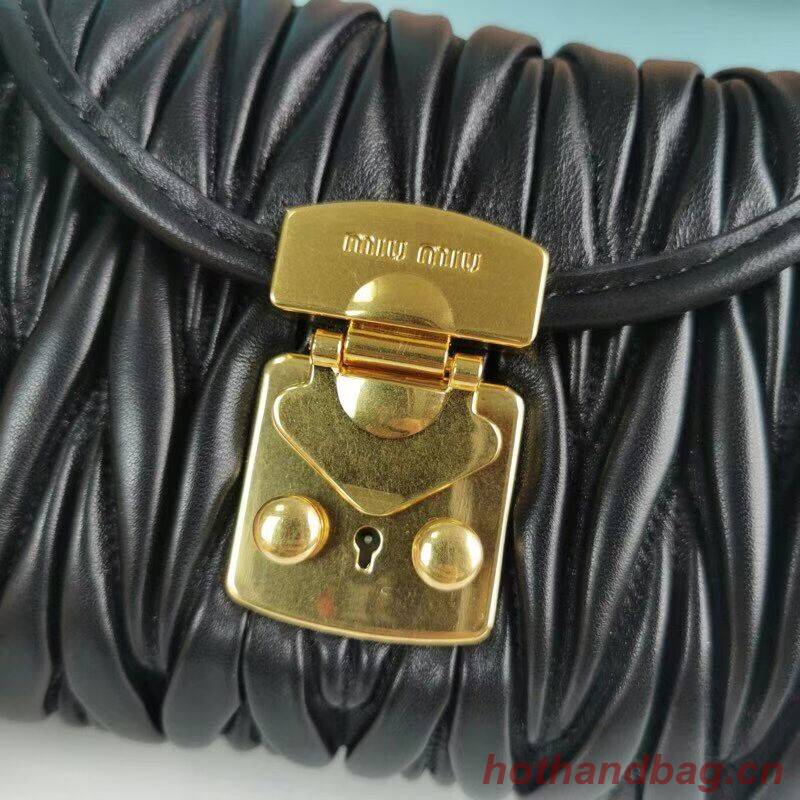 miu miu Matelasse Nappa Leather mini Shoulder Bag 5BD196 black