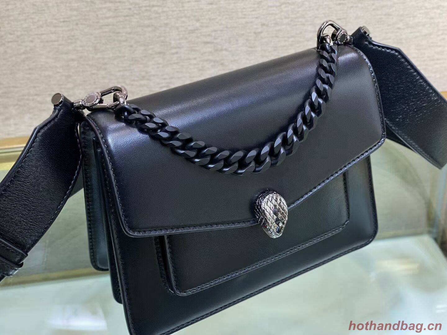 Bvlgari Serpenti Forever leather small crossbody bag B210875 black