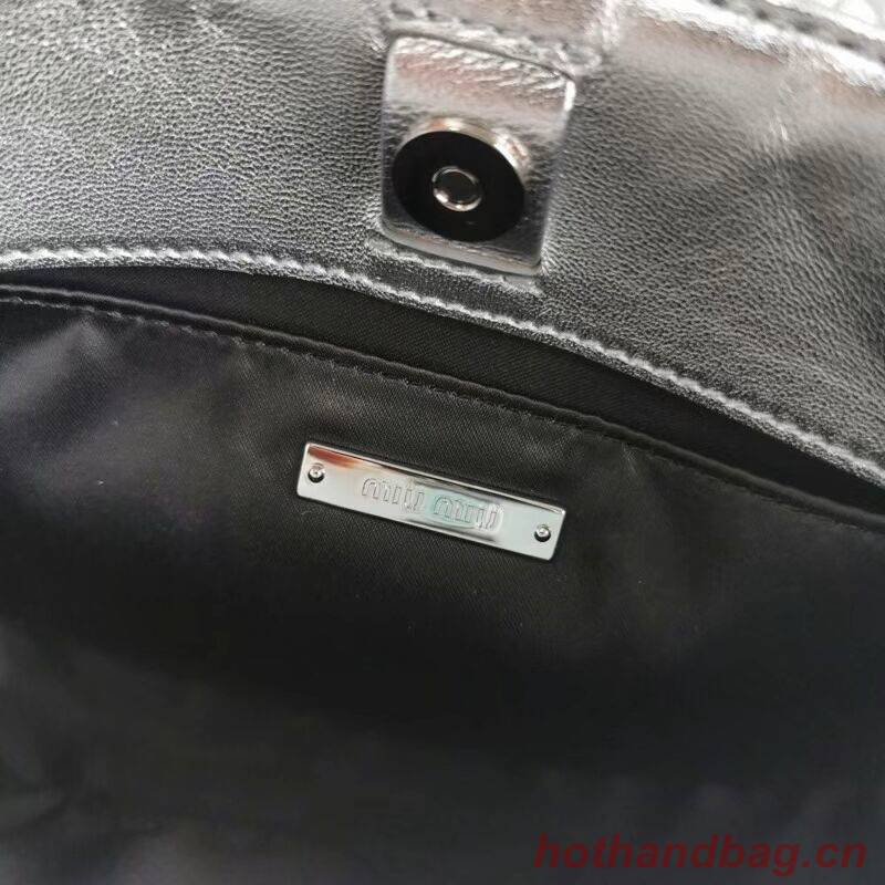 miu miu Matelasse Nappa Leather mini Shoulder Bag 5BH200 Silver