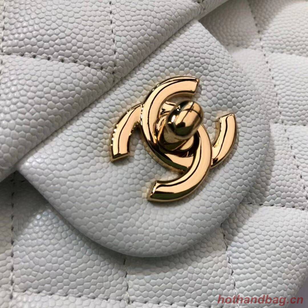 Chanel Double Flaps Bags Original White Caviar Leather A36097 Gold