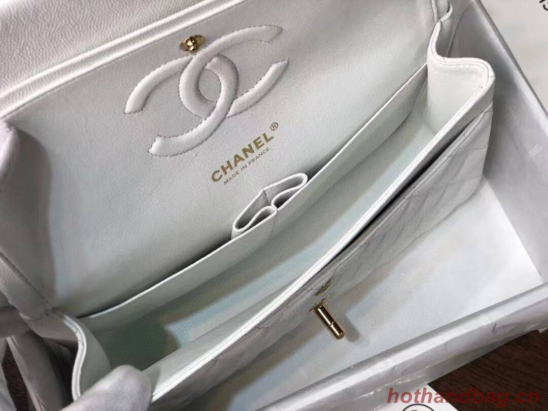 Chanel Double Flaps Bags Original White Caviar Leather A36097 Gold