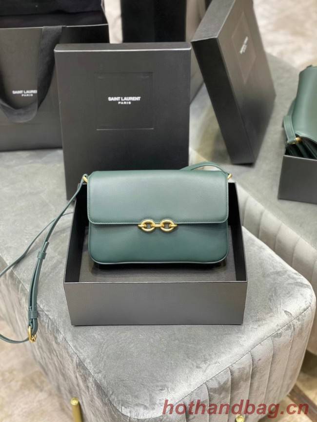 YSL LE MAILLON SATCHEL IN SMOOTH LEATHER 6497952 blackish green