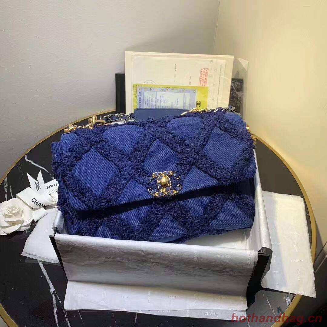 chanel 19 flap bag AS1161 Navy Blue