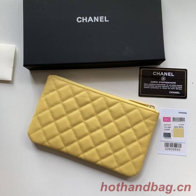 CHANEL 19 Caviar Original Leather Carry on bag AP1060 yellow