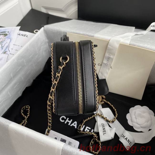 Chanel Lambskin Crystal Calfskin & Gold-Tone Metal Cosmetic Bag 8817 black