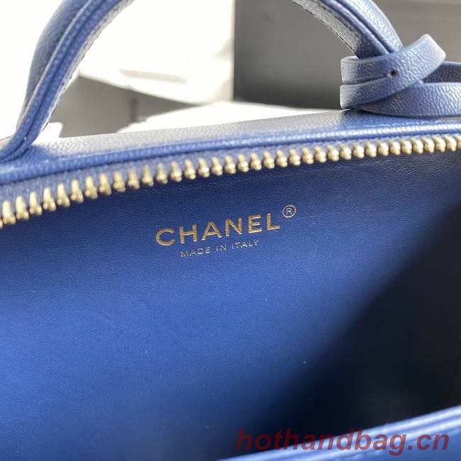 Chanel Lambskin Crystal Calfskin & Gold-Tone Metal Cosmetic Bag 8817 dark blue 