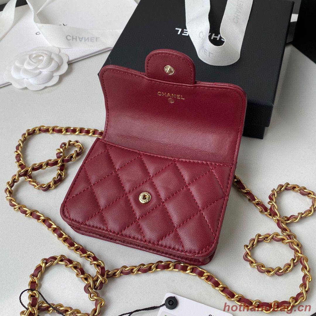 CHANEL Top Handle Micro Mini Wallet On Chain AP2200 Red