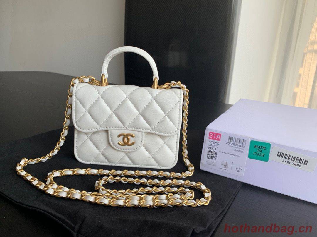 CHANEL Top Handle Micro Mini Wallet On Chain AP2200 White CHANEL Top Handle Micro Mini Wallet On Chain AP2200 White