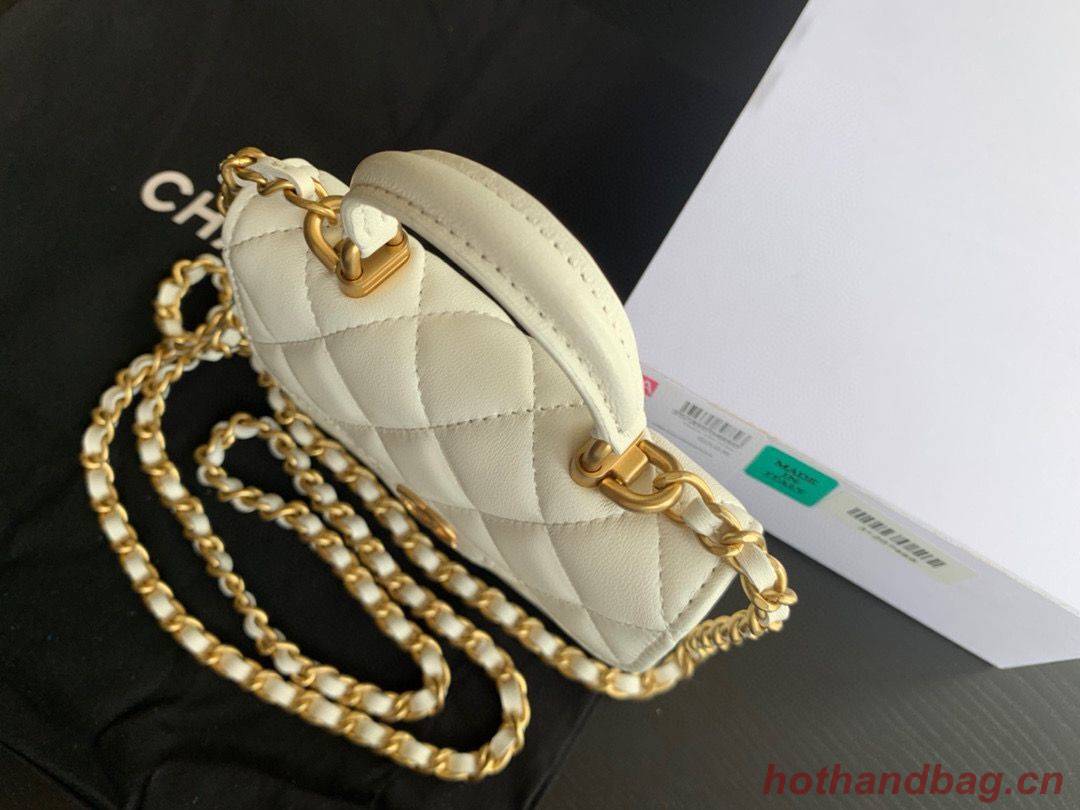 CHANEL Top Handle Micro Mini Wallet On Chain AP2200 White CHANEL Top Handle Micro Mini Wallet On Chain AP2200 White