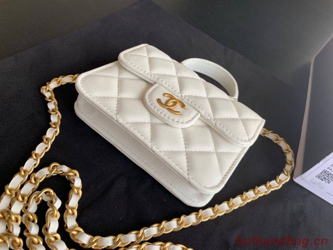CHANEL Top Handle Micro Mini Wallet On Chain AP2200 White CHANEL Top Handle Micro Mini Wallet On Chain AP2200 White