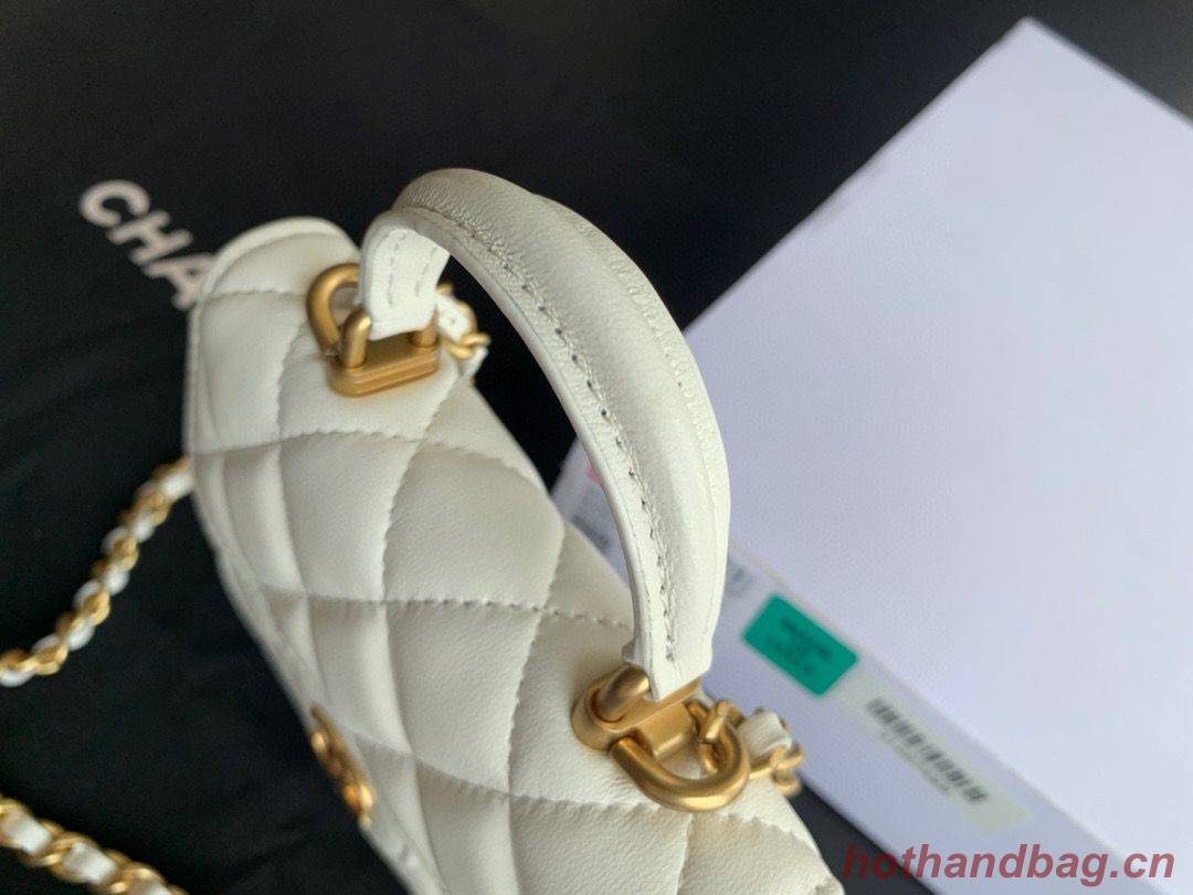 CHANEL Top Handle Micro Mini Wallet On Chain AP2200 White CHANEL Top Handle Micro Mini Wallet On Chain AP2200 White