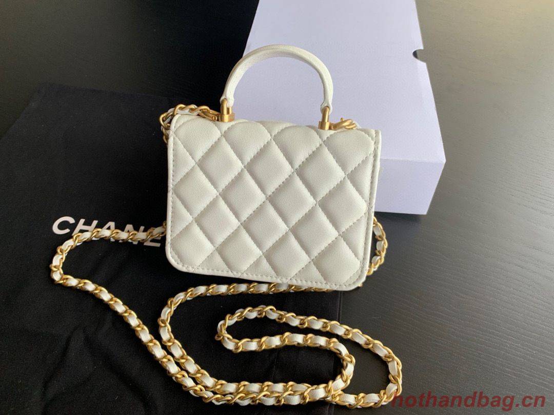 CHANEL Top Handle Micro Mini Wallet On Chain AP2200 White CHANEL Top Handle Micro Mini Wallet On Chain AP2200 White