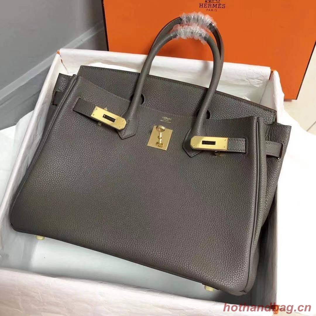 Hermes Birkin Bag Original Leather 35CM 17825 Tinware Grey 