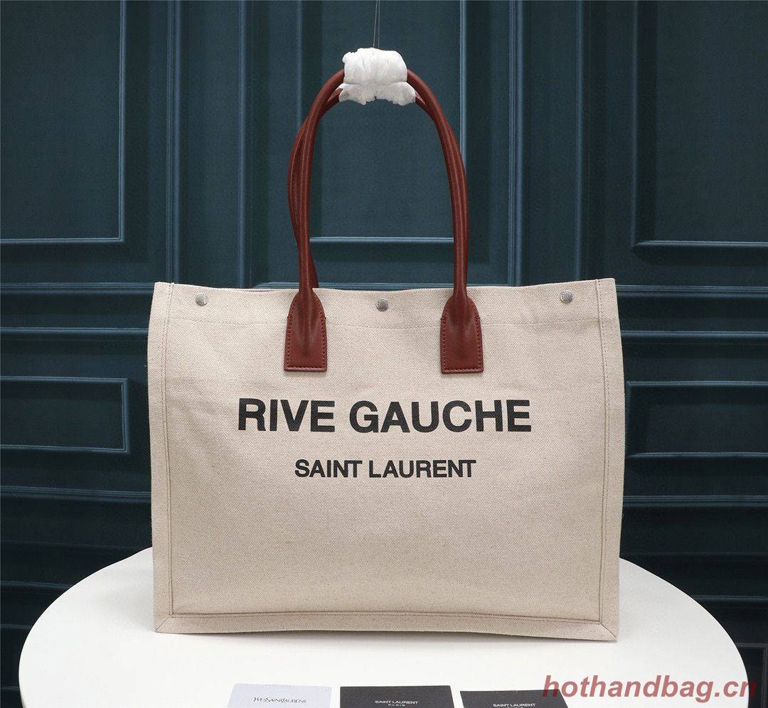 Yves Saint Laurent Rive Gauche Tote Shopping Bag 59929 Beige