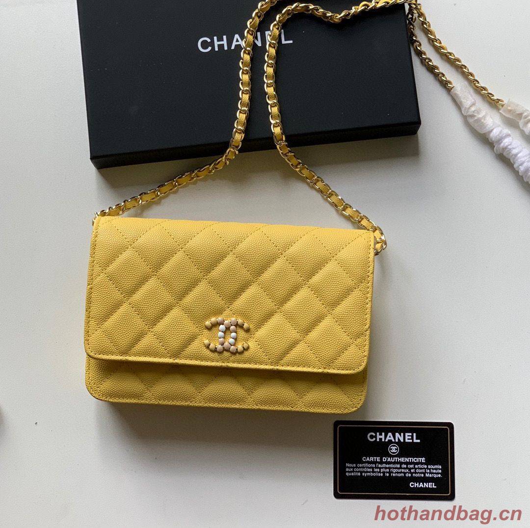 Chanel WOC Original Caviar Leather Flap cross-body bag V33818 Yellow