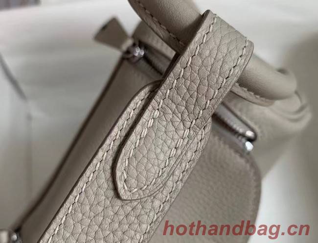 Hermes mini Lindy Original Togo Leather Bag OLD19 light grey