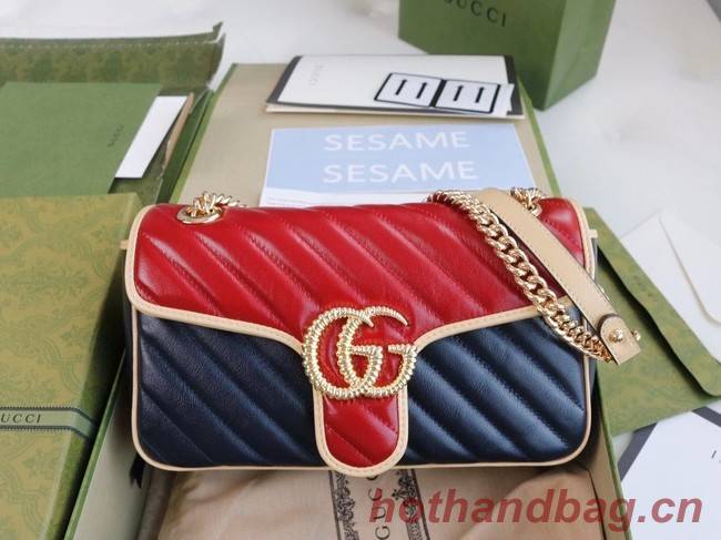 Gucci GG Marmont small shoulder bag 443497 Blue and red