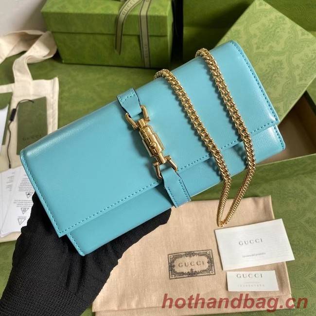 Gucci Jackie 1961 ostrich chain wallet 652681 sky blue