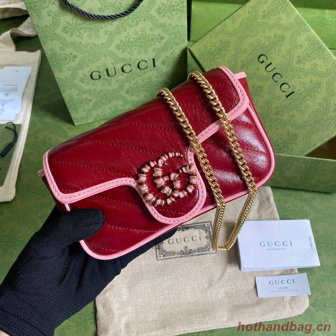 Gucci GG Marmont super mini bag 574969 Wine&Pink
