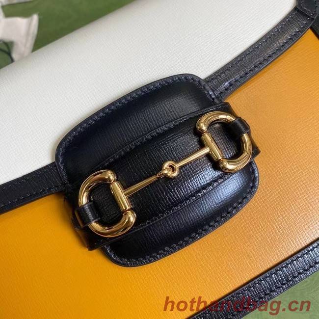 Gucci Horsebit 1955 shoulder bag 602204 Burnt orange and white leather