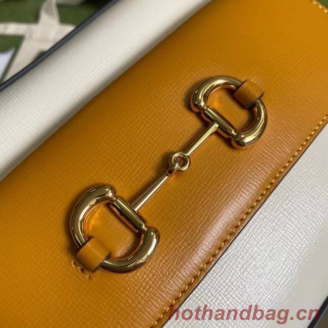 Gucci Horsebit 1955 small shoulder bag 645454 Burnt orange and white leather