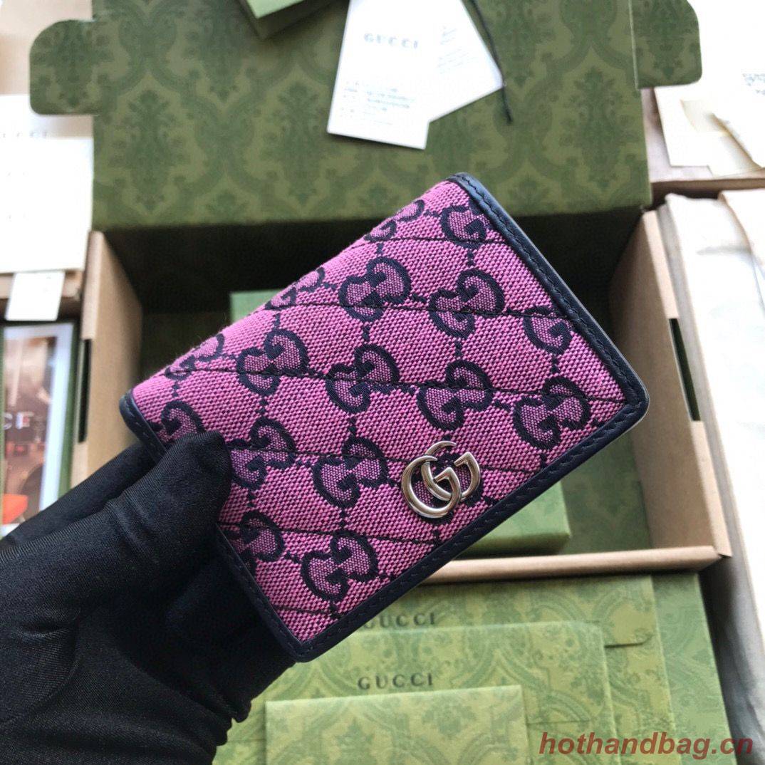 Gucci GG Marmont card case canvas 466492 Pink