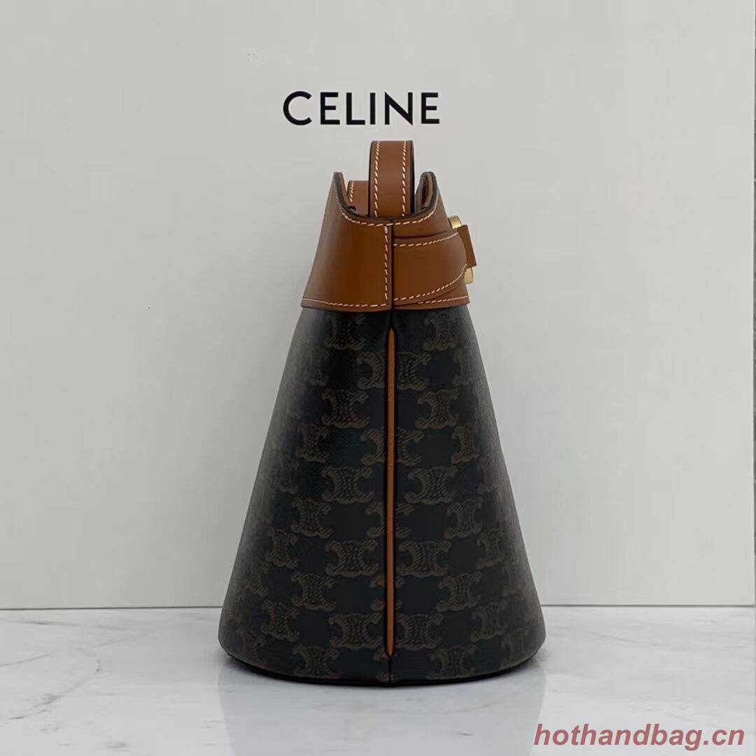 Celine BUCKET BAG IN SHINY CALFSKIN CR92072 Coffee