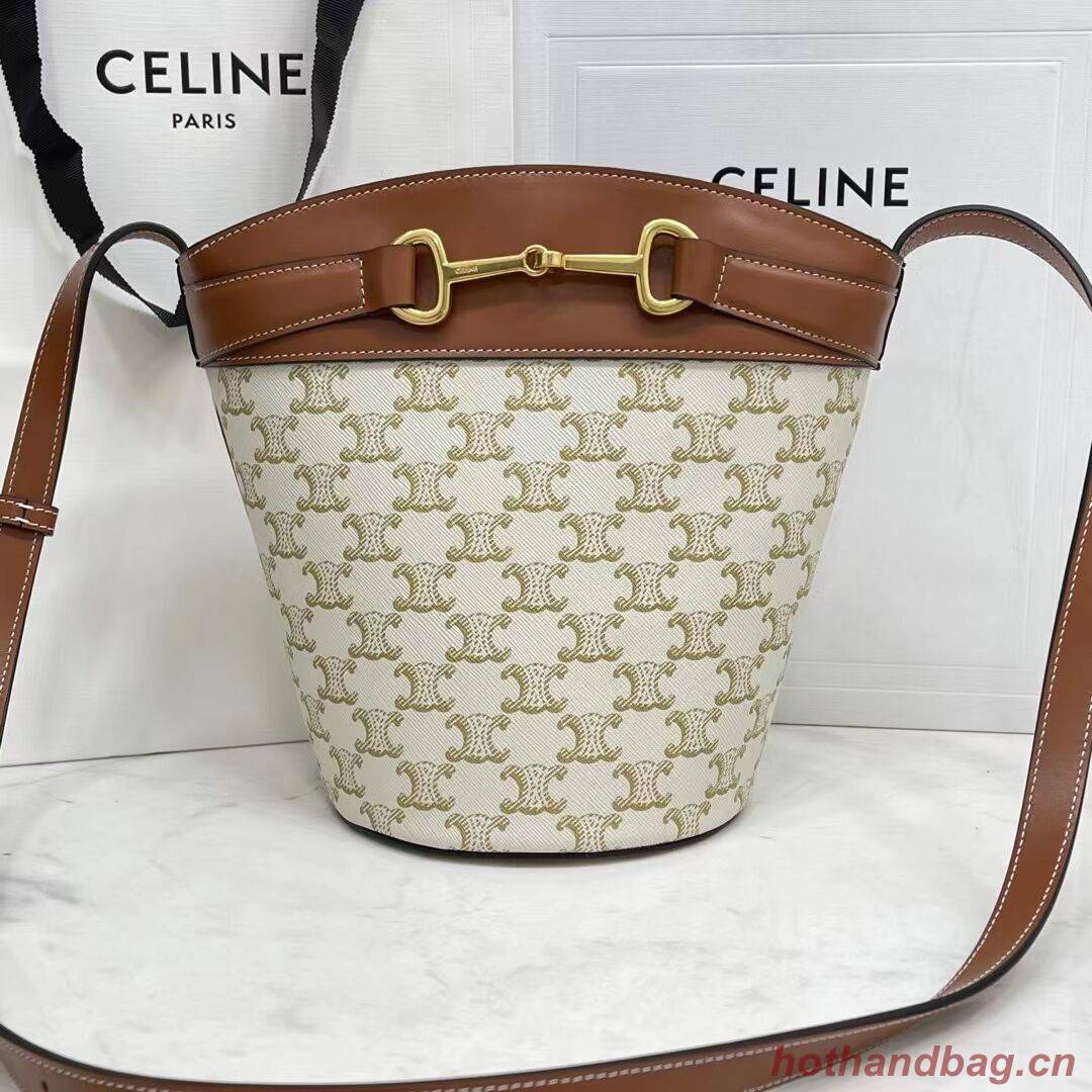 Celine BUCKET BAG IN SHINY CALFSKIN CR92072 WHITE