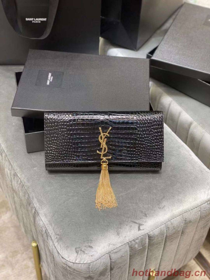 YSL Saint Laurent Medium Kate Bag Y306079 Black Gold hardware
