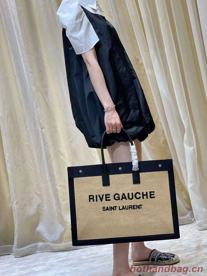 Yves Saint Laurent Tote Book Weave Shopping Bag D23698 Beige