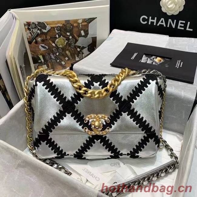 chanel 19 flap bag AS1160 Silver & Black