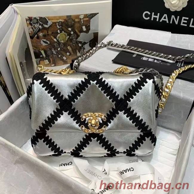 chanel 19 flap bag AS1160 Silver & Black