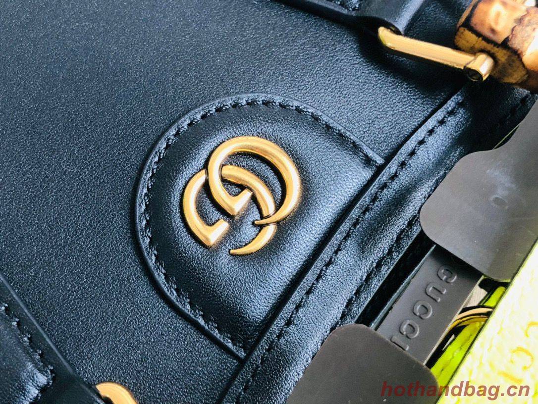Gucci Diana GG Bamboo Top Handle Original Leather Mini Bag 655661 Black