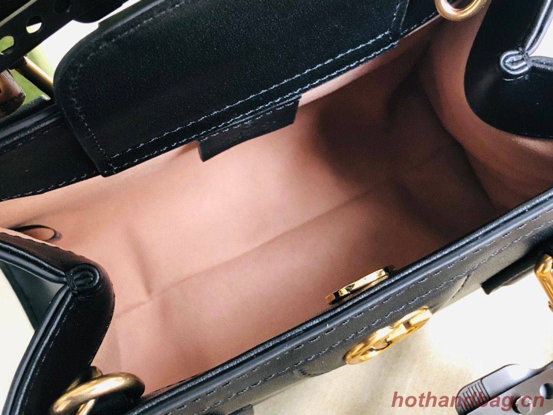 Gucci Diana GG Bamboo Top Handle Original Leather Mini Bag 655661 Black