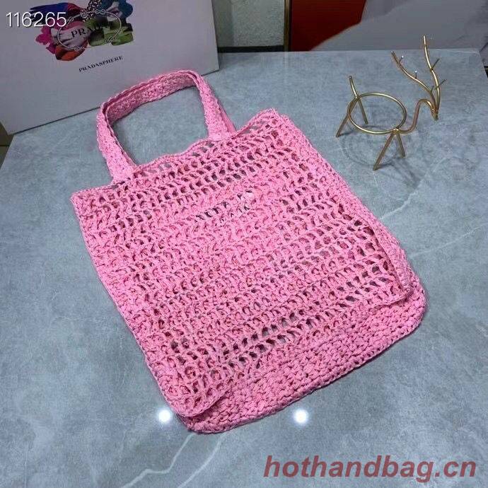 Prada Raffia tote bag 1BG393 pink