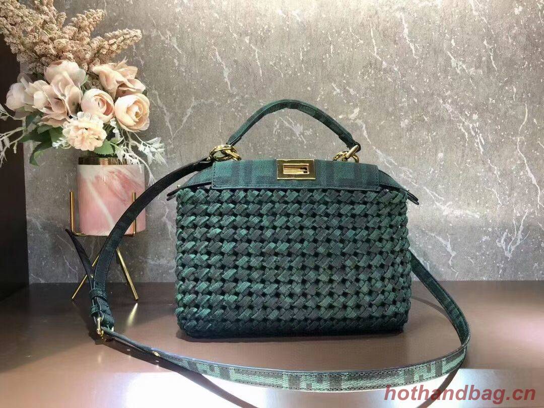 Fendi PEEKABOO ISEEU Weave Bag F4587 blackish green