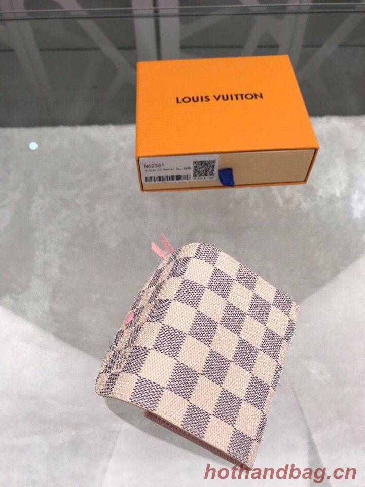 Louis Vuitton Damier Azur Canvas Rosalie Coin Purse Wallet N61276 Pink