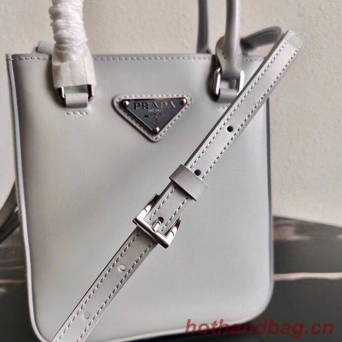 Prada Small brushed leather tote 1AD331 light grey