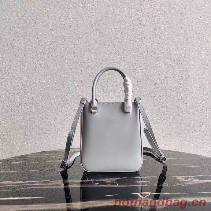 Prada Small brushed leather tote 1AD331 light grey