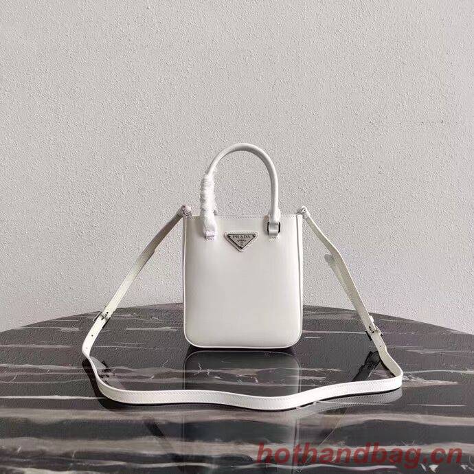 Prada Small brushed leather tote 1AD331 white