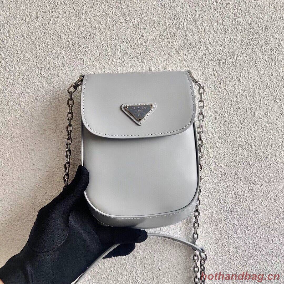 Prada Brushed leather mini-bag 1BH185 light grey