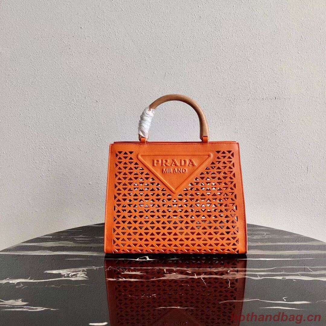 Prada leather tote bag 1AG405 orange