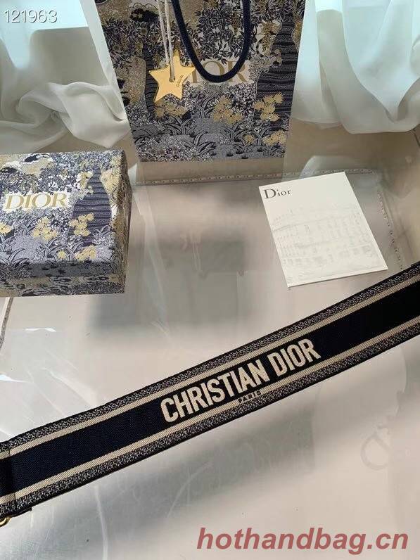 CHRISTIAN DIOR BELT Blue and Cream CHRISTIAN DIOR Embroidered Canvas 50 mm B0003CB